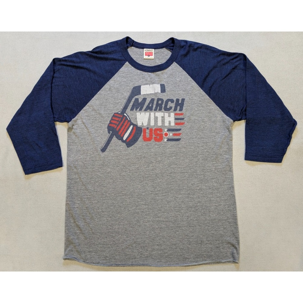 Columbus Blue Jackets Shirt Mens Large Homage Raglan Sleeve Retro NHL Hockey